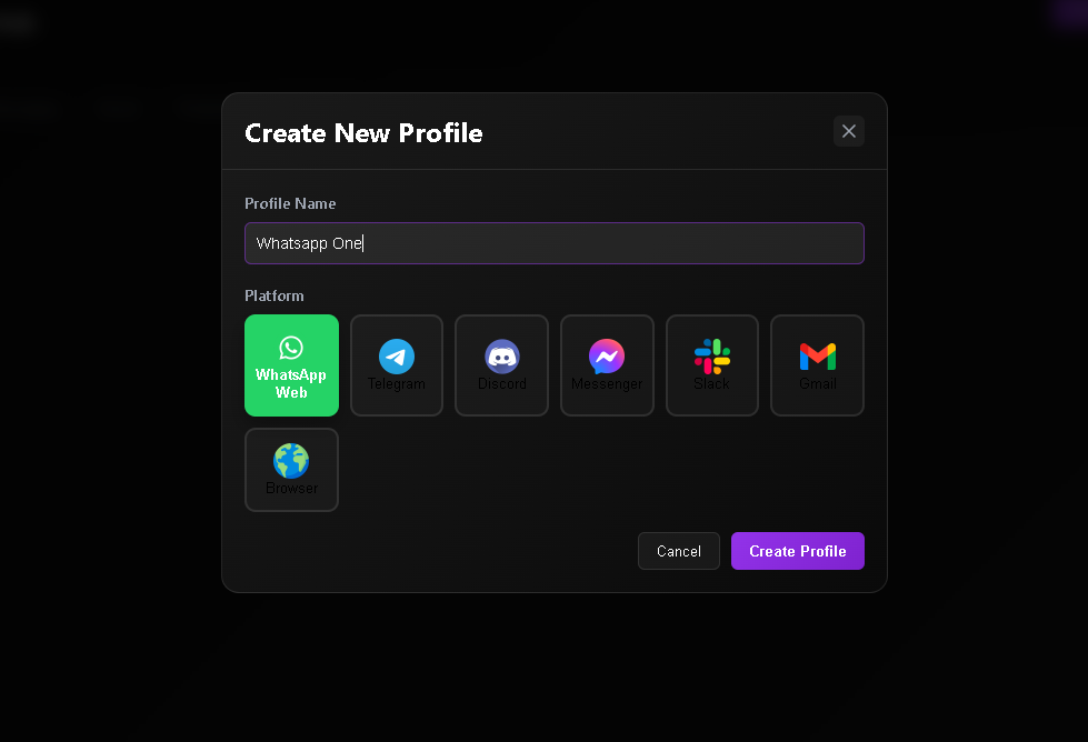 Create Profile Modal